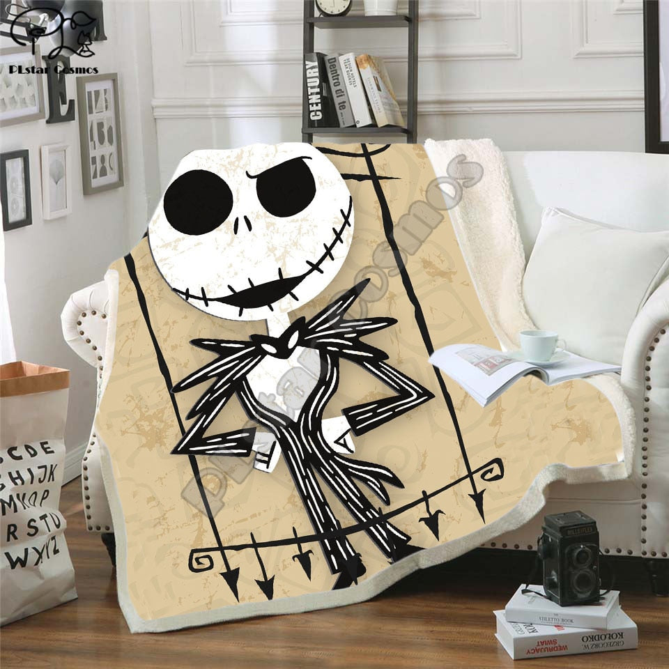 The Nightmare Before Christmas Jack Skull Sherpa Blanket  Plush