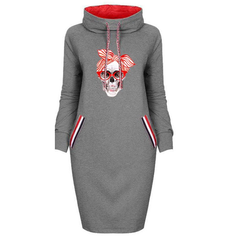 2020 Women Sexy Bodycon Dress Skull Printed Plus