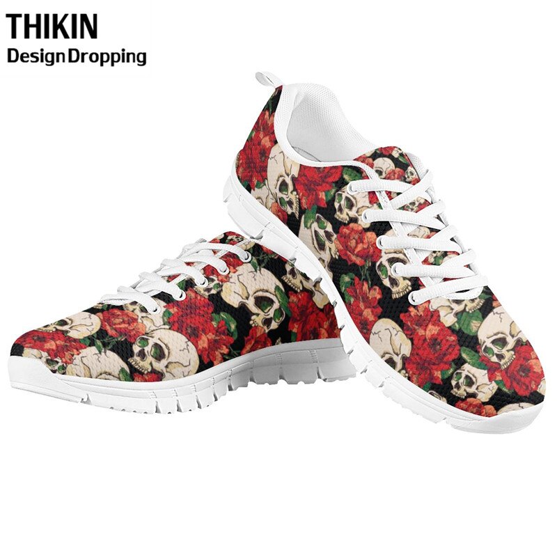 Stylish Skull Rose Floral Printing Women's Causal Shoes Woman