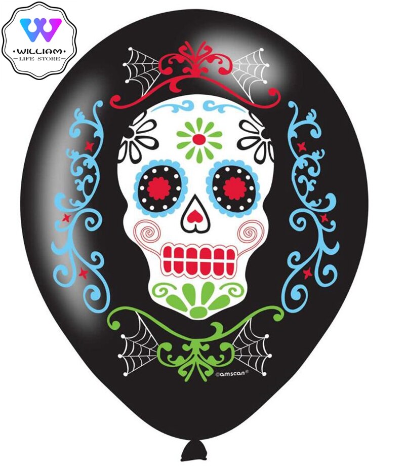 10pcs Day of The Dead Balloon Dia de los Muertos Latex Balloons