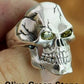 Sterling Silver CZ Eyes Skull Ring Mens Biker