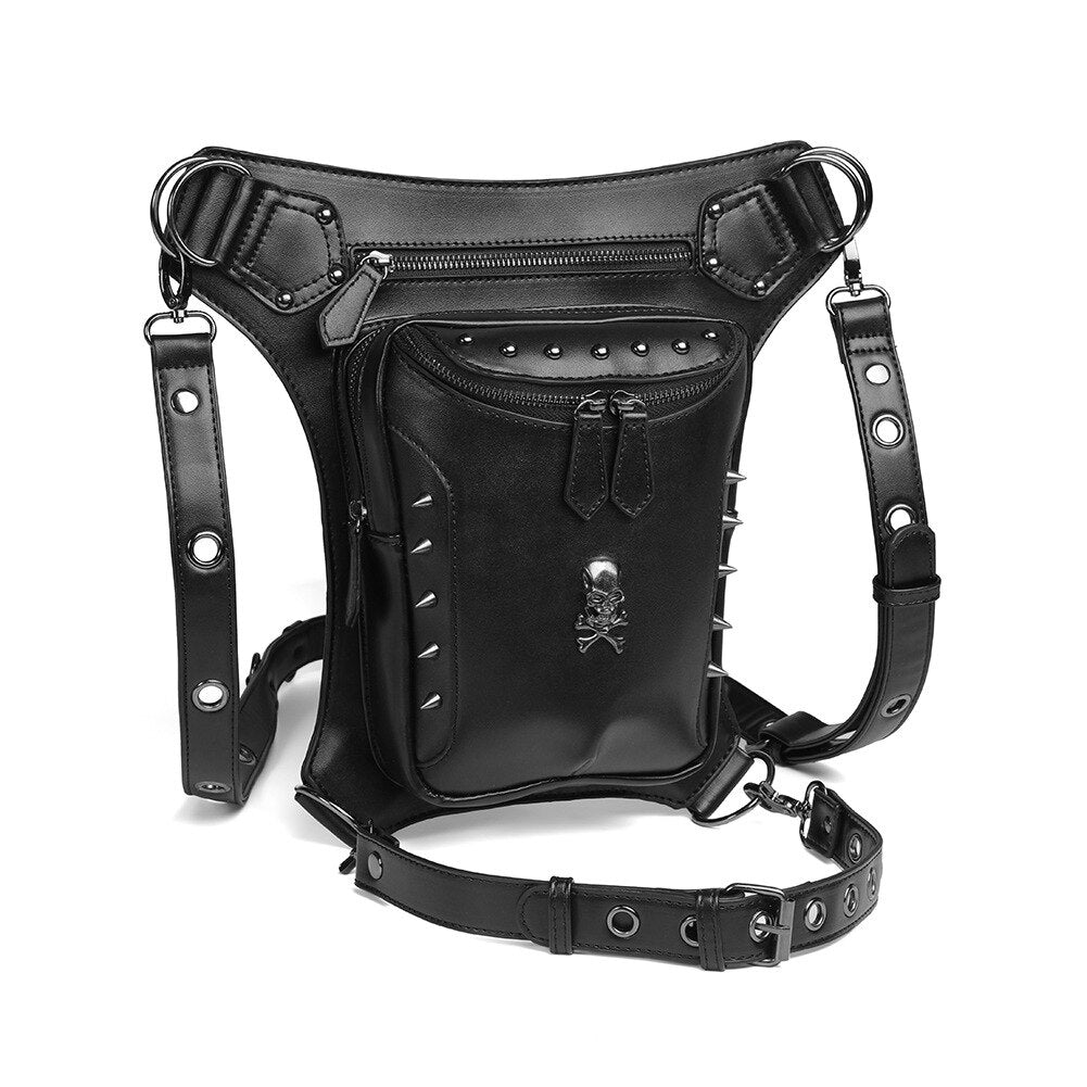 Steampunk Skull Bags Men Motorcycle Waist Belt Bag