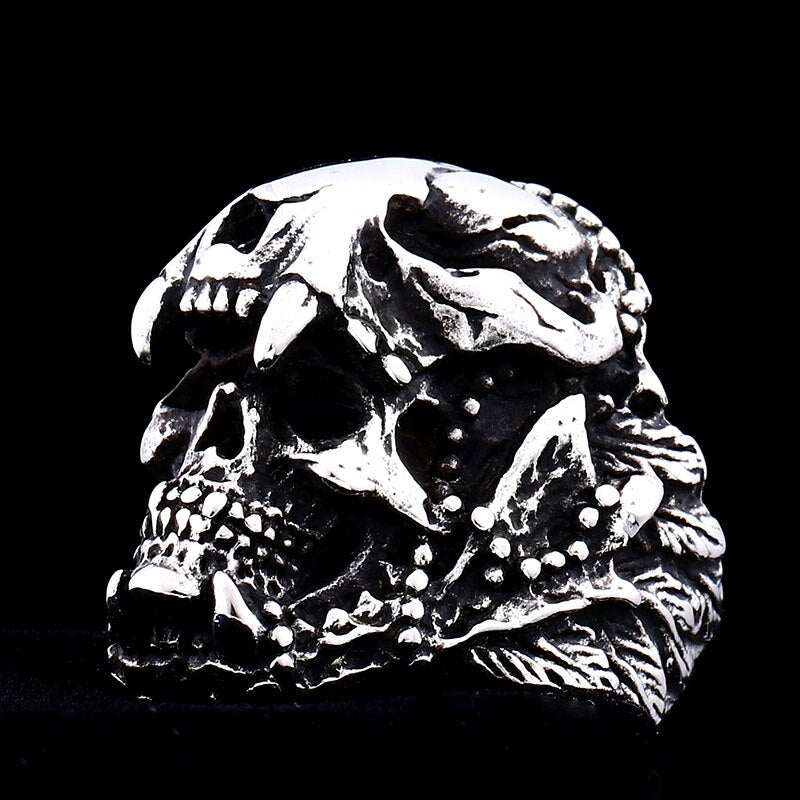 Vintage Indian Jaguar Warrior Skull Ring