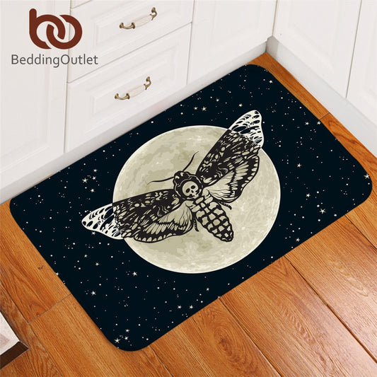 Death Moth Entrance Doormat Gothic Skull Area Rug