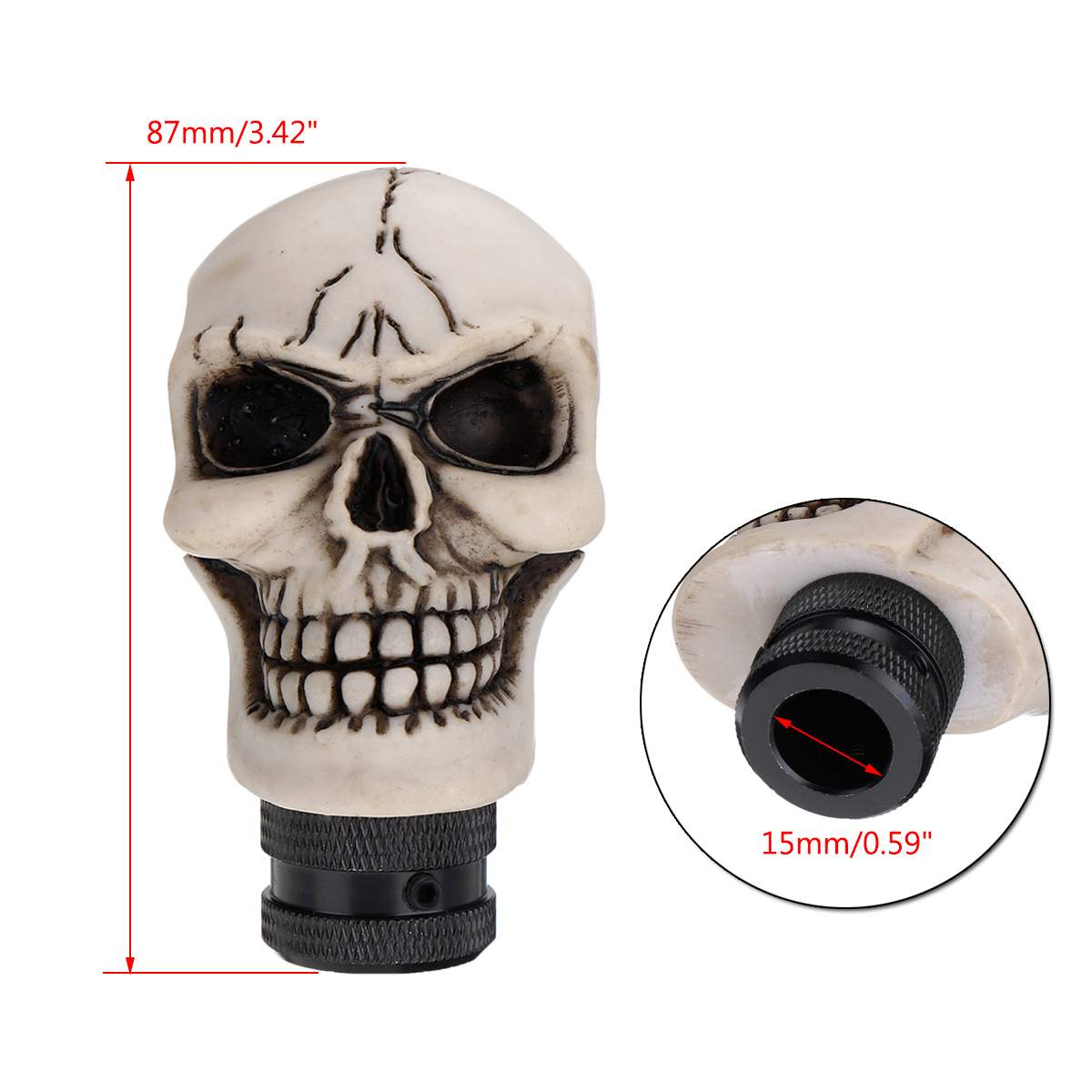 Universal Skull Head Style Manual Gear Shift Knob Lever Shifter Gear Handle Stick