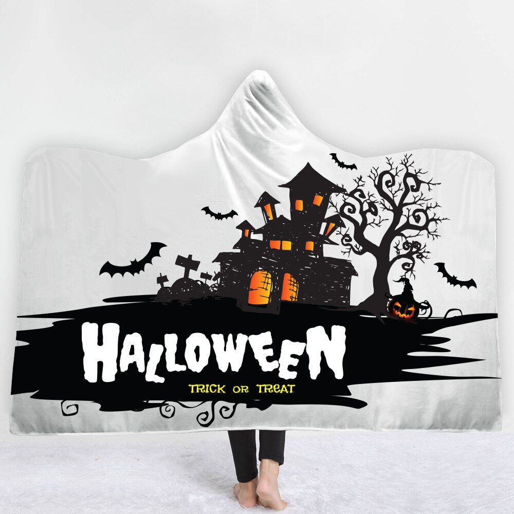 Halloween Skull Series Sherpa Fleece Hooded Blanket