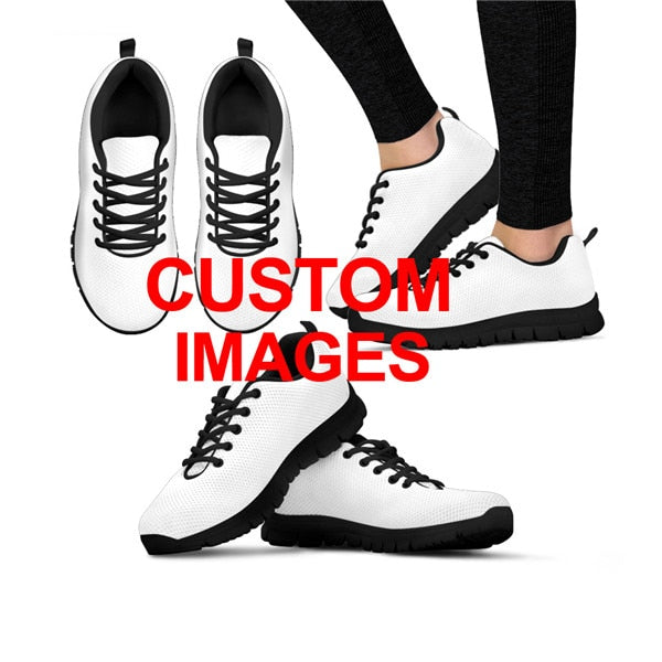 Sugar Skull Pattern Stylish Ladies Flats Shoes Breathable Lace Up Air Mesh Sneakers