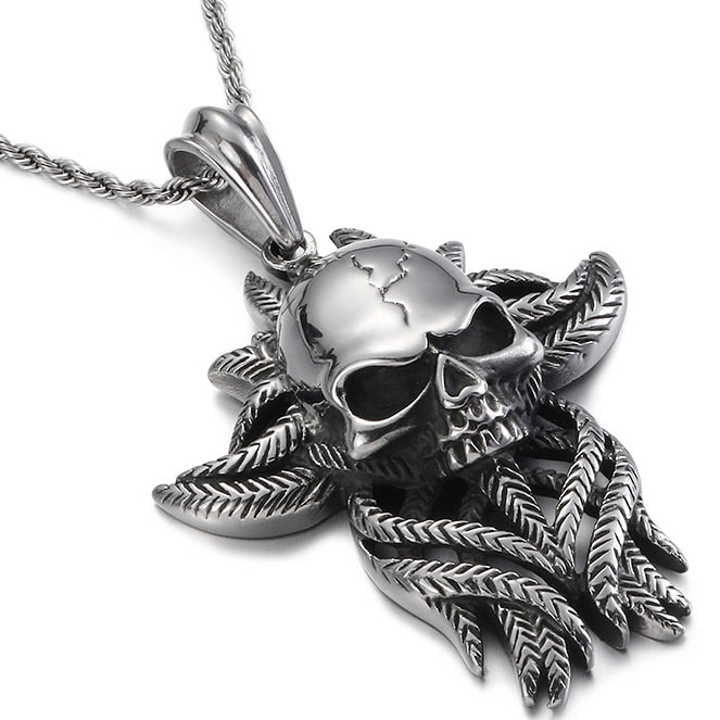 Cool Punk Stainless Steel Skull Pendants Necklaces For Men Fathers&#39; Day Birthday Gifts For Boyfriend Best Friends