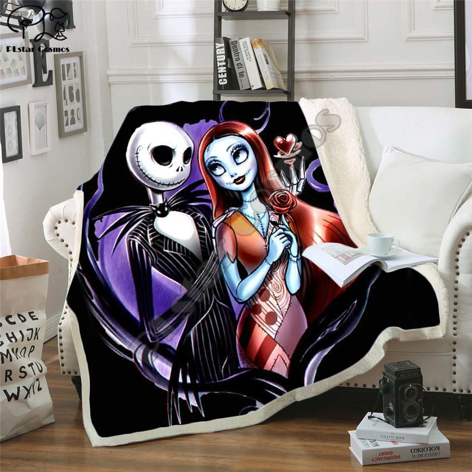 The Nightmare Before Christmas Jack Skull Sherpa Blanket  Plush Velvet Warm