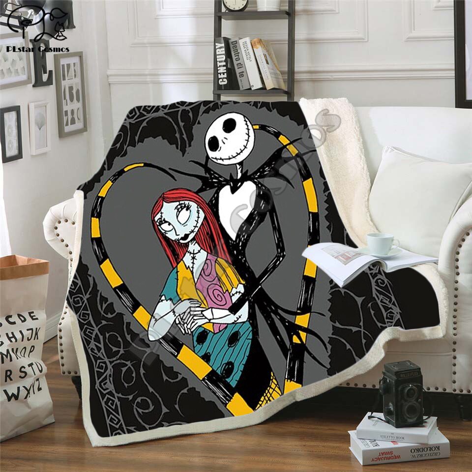 The Nightmare Before Christmas Jack Skull Sherpa Blanket  Plush