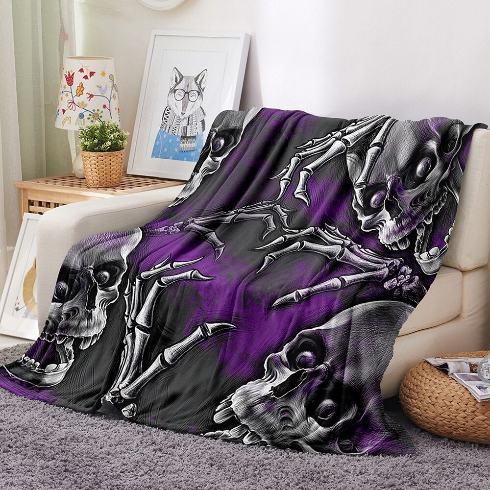 Skull Halloween Blanket Cozy Plush Throw Blanket for Couch Bed Sofa