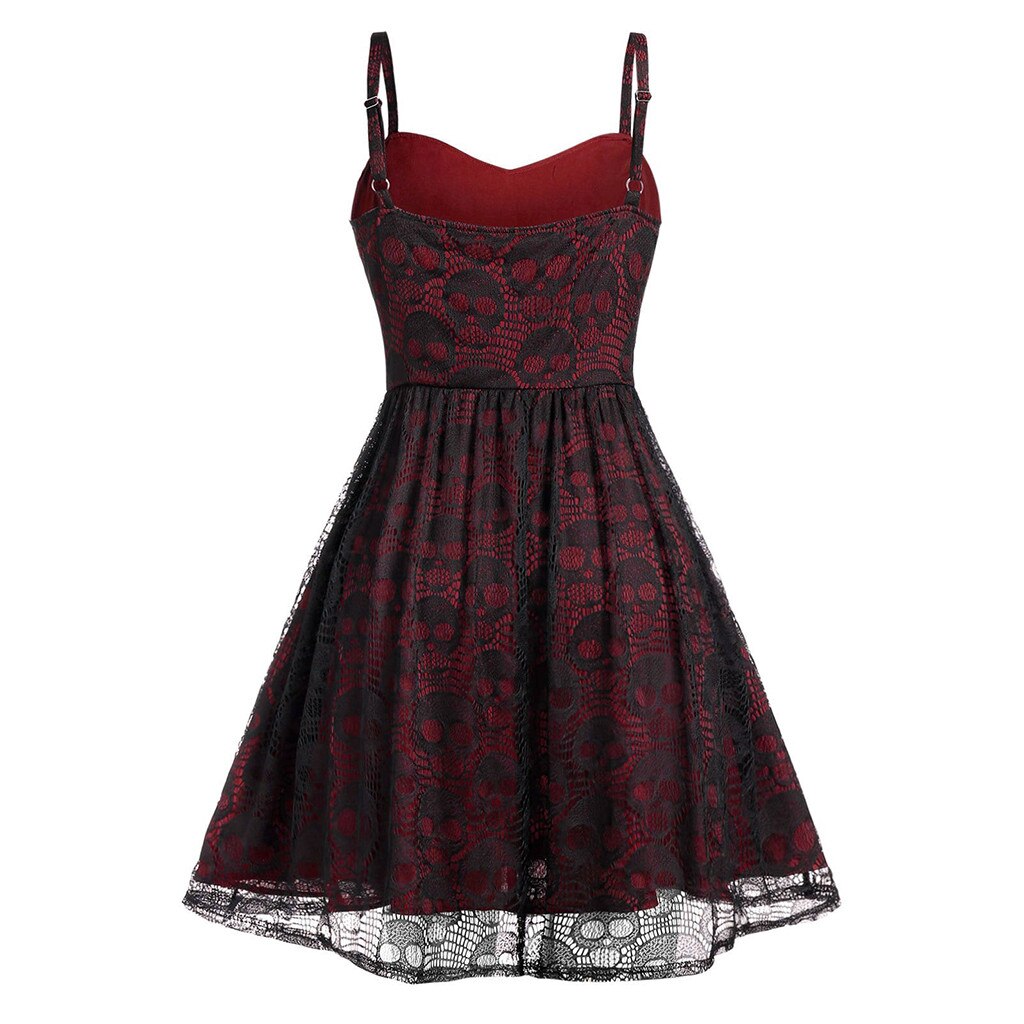 Dress Big Size Sale Skull Print Spaghetti Strap Dress