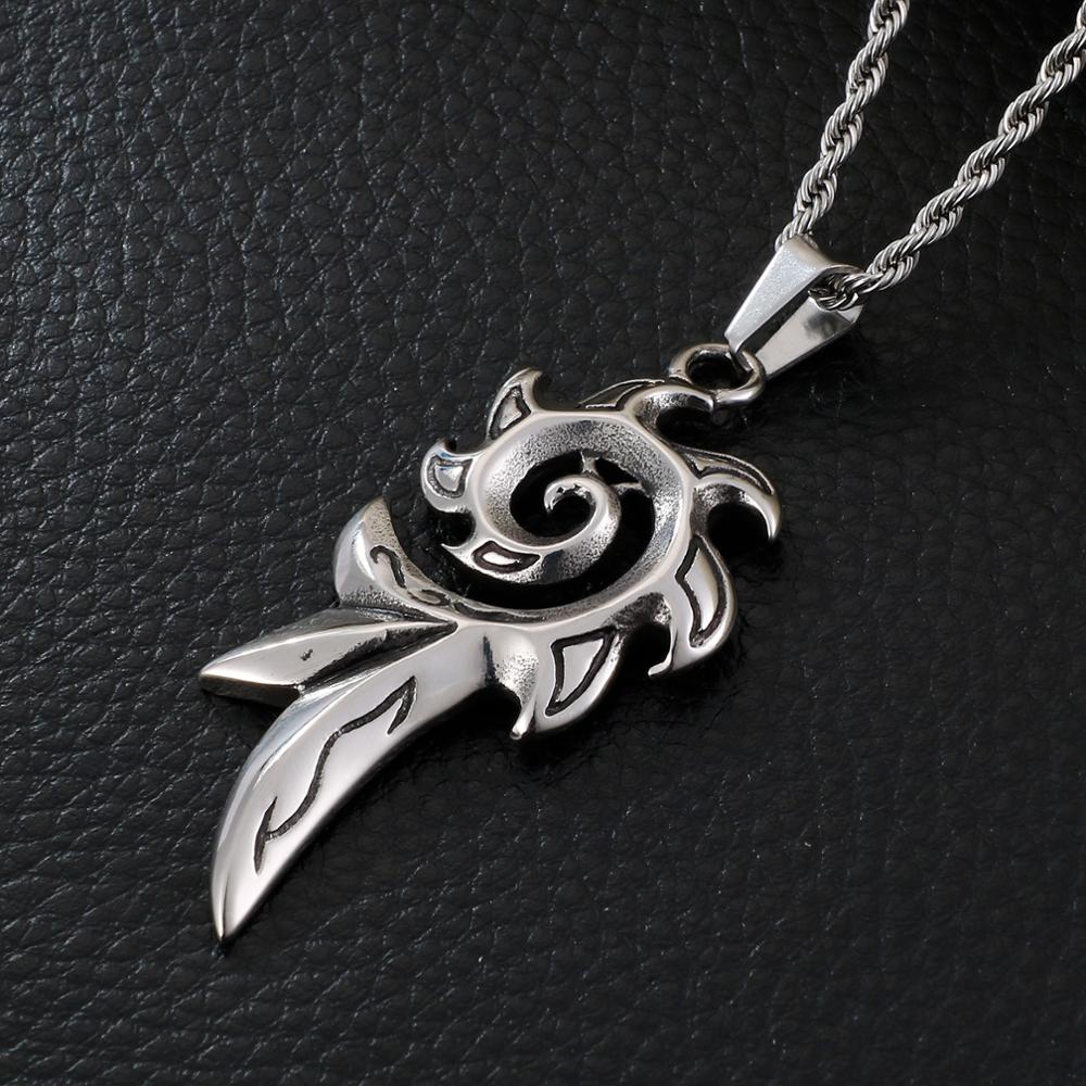 Flame Fire Biker Pendant Necklace Stainless Steel