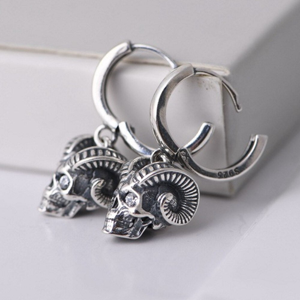 New solid pure S925 silver man earrings vintage 925 silver earrings