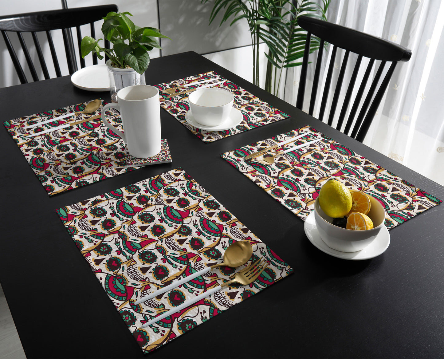 Mexican Skull Table Runner Wedding Table Decor Party Dining Table Mat Placemat