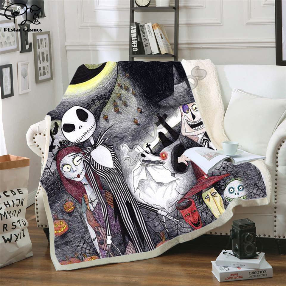 The Nightmare Before Christmas Jack Skull Sherpa Blanket  Plush