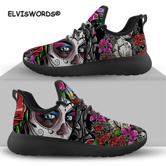 Skull Day of the Dead Gothic Girls Women's Flats Shoes