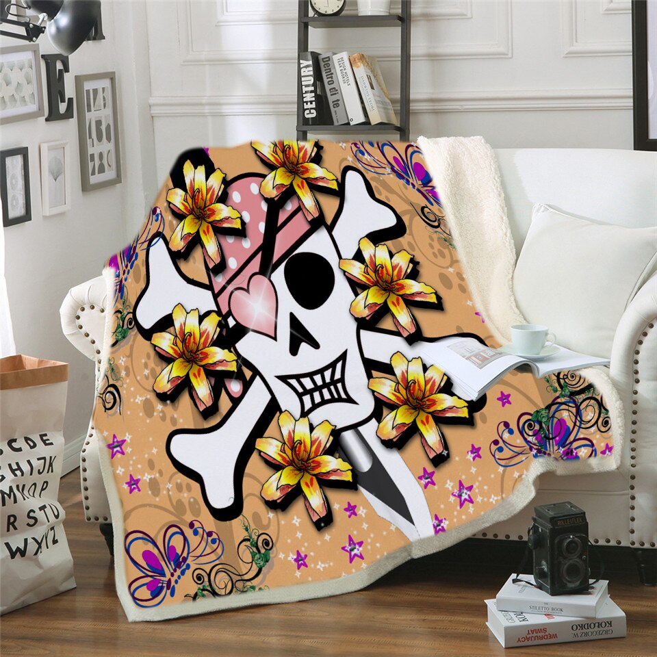 Skull Throw Blanket Halloween Traditional Mexican Sugar Day of the Dead