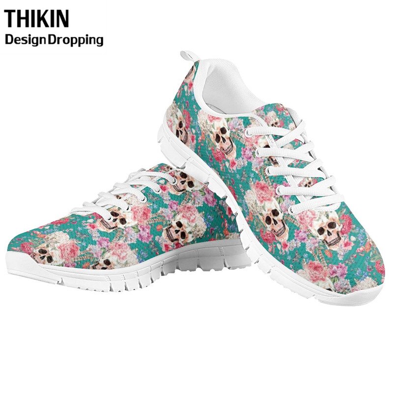 Stylish Skull Rose Floral Printing Women's Causal Shoes Woman