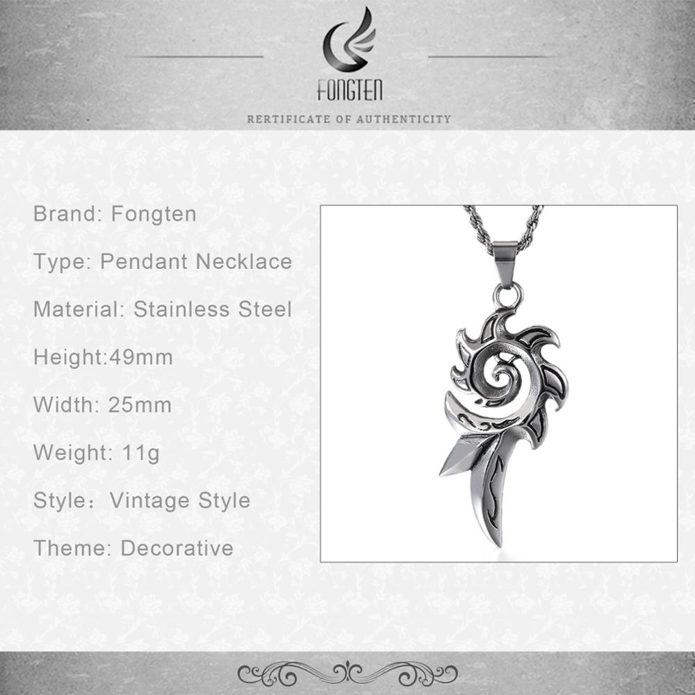 Flame Fire Biker Pendant Necklace Stainless Steel