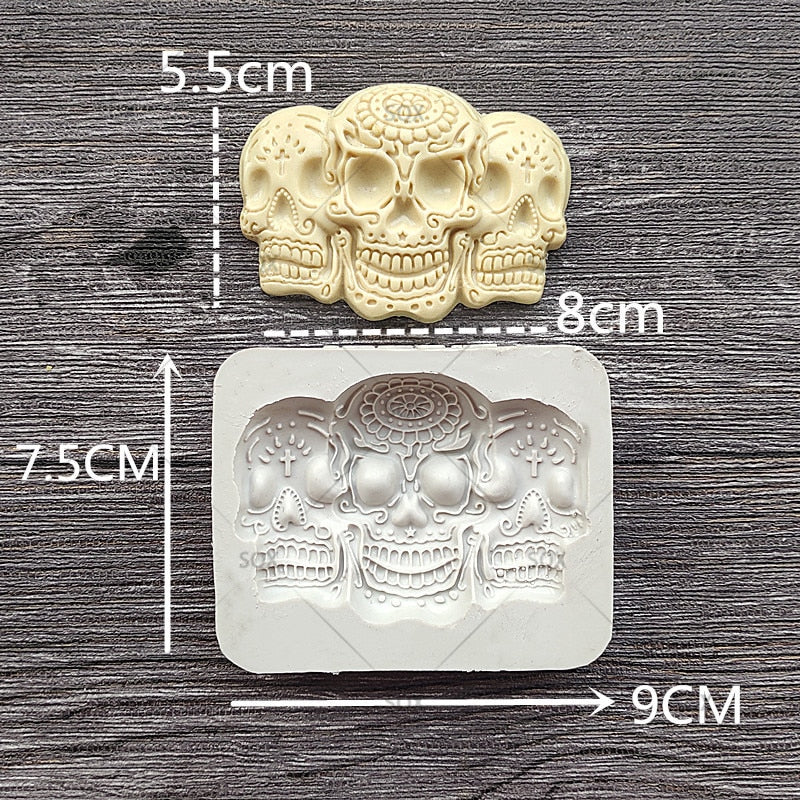 Skull  Silicone Molds Resin Clay Soap Candle Mold Halloween Fondant Cake