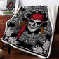 Sword Pirate Skull White Black Blanket Floral Fleece Blanket