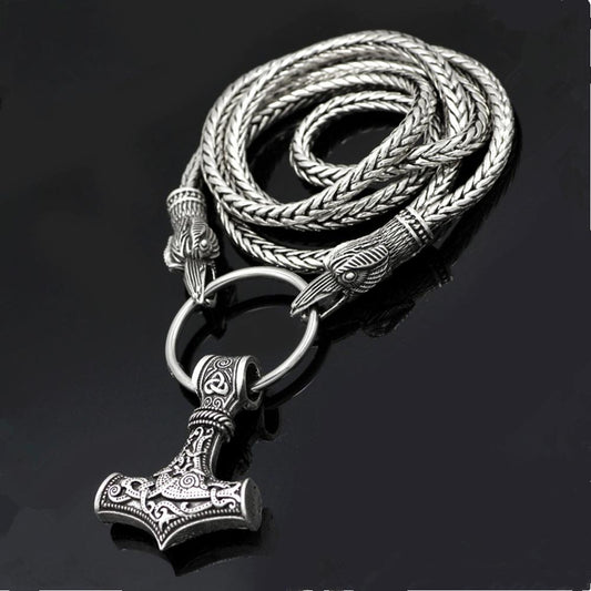 Norse Viking Raven Pendant Cord Odin's Ravens Of Thor's Hammer