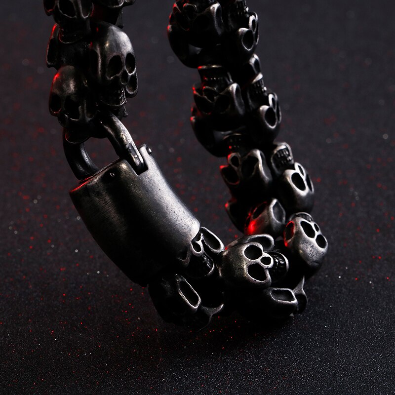 Gifts Vintage jewelry black stainless steel skeleton Skull Link Chain