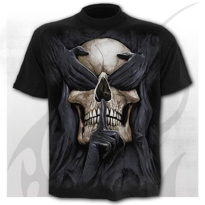 Skull t-shirt black t-shirt funny punk rock clothes 3d printing t-shirt