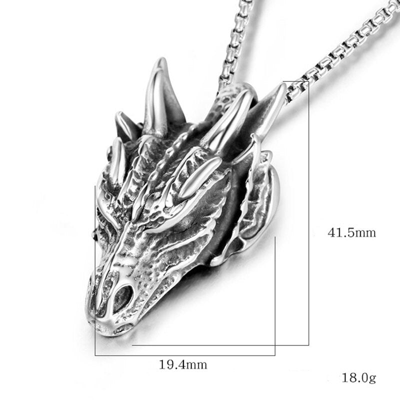 Dragon Pendant Necklaces Titanium Steel Jewelry Animal Head Necklace