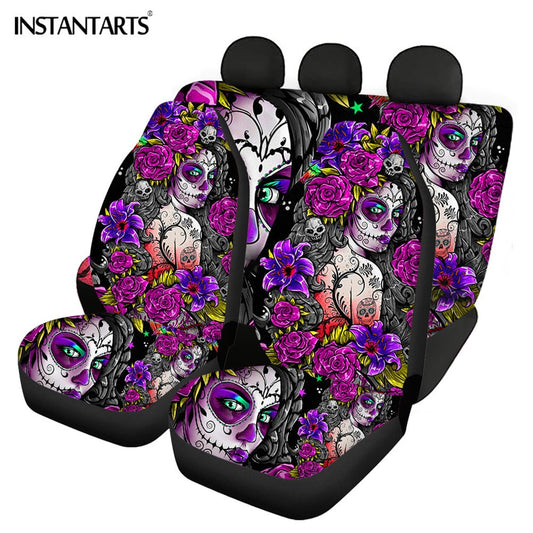 Day of the Dead Sugar Skull Design Easy Clean Car Interior Protector Car Seat Covers