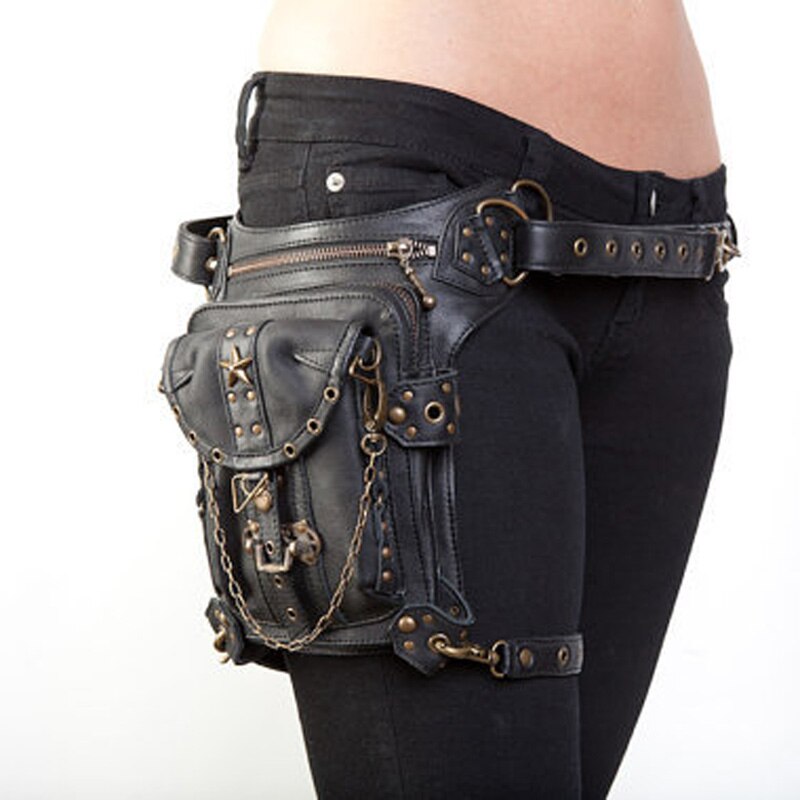 Steampunk Skull Bags Men Motorcycle Waist Belt Bag