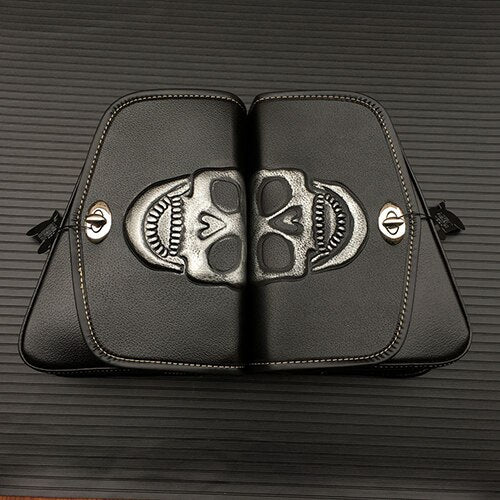 Motorcycle Tool Black PU Lether Saddle Bags
