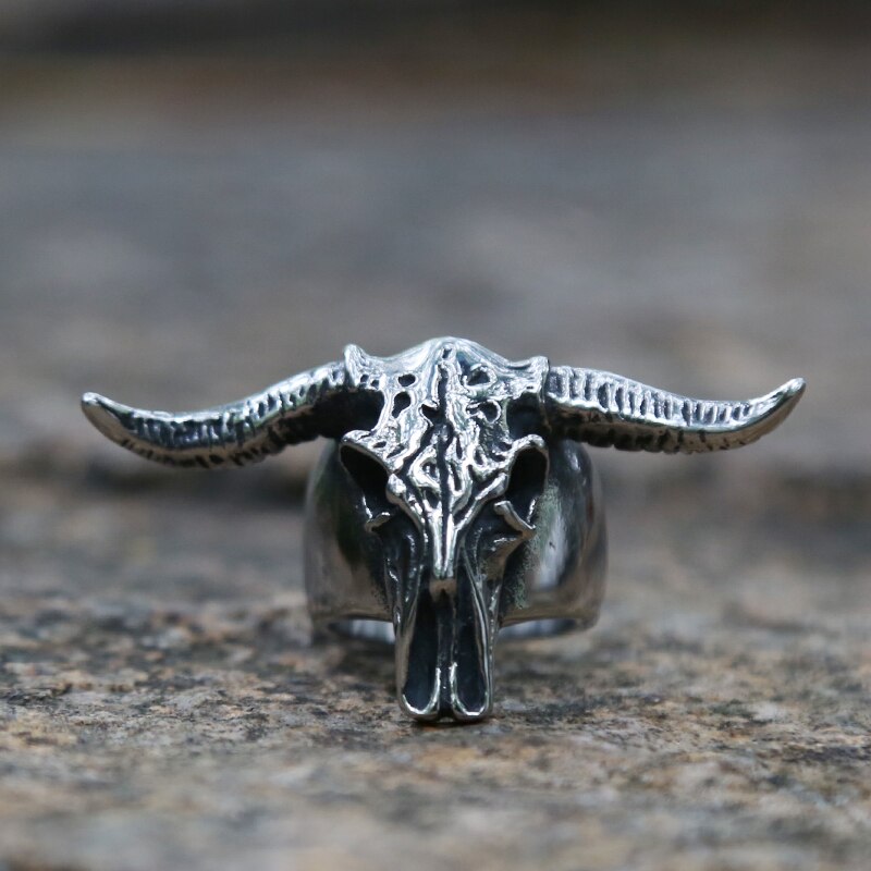 2020 New Goat Head Skull Rings Mens Gothic Animal Rings