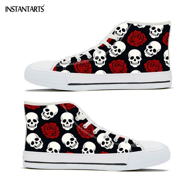 Skull In Rose Design Women Shoes Casual Autumn Spring High