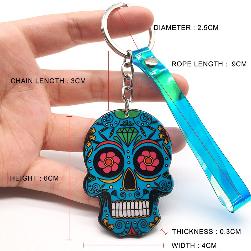 Keychain Calavera Sweet Whimsical Skull Key chain Keyring