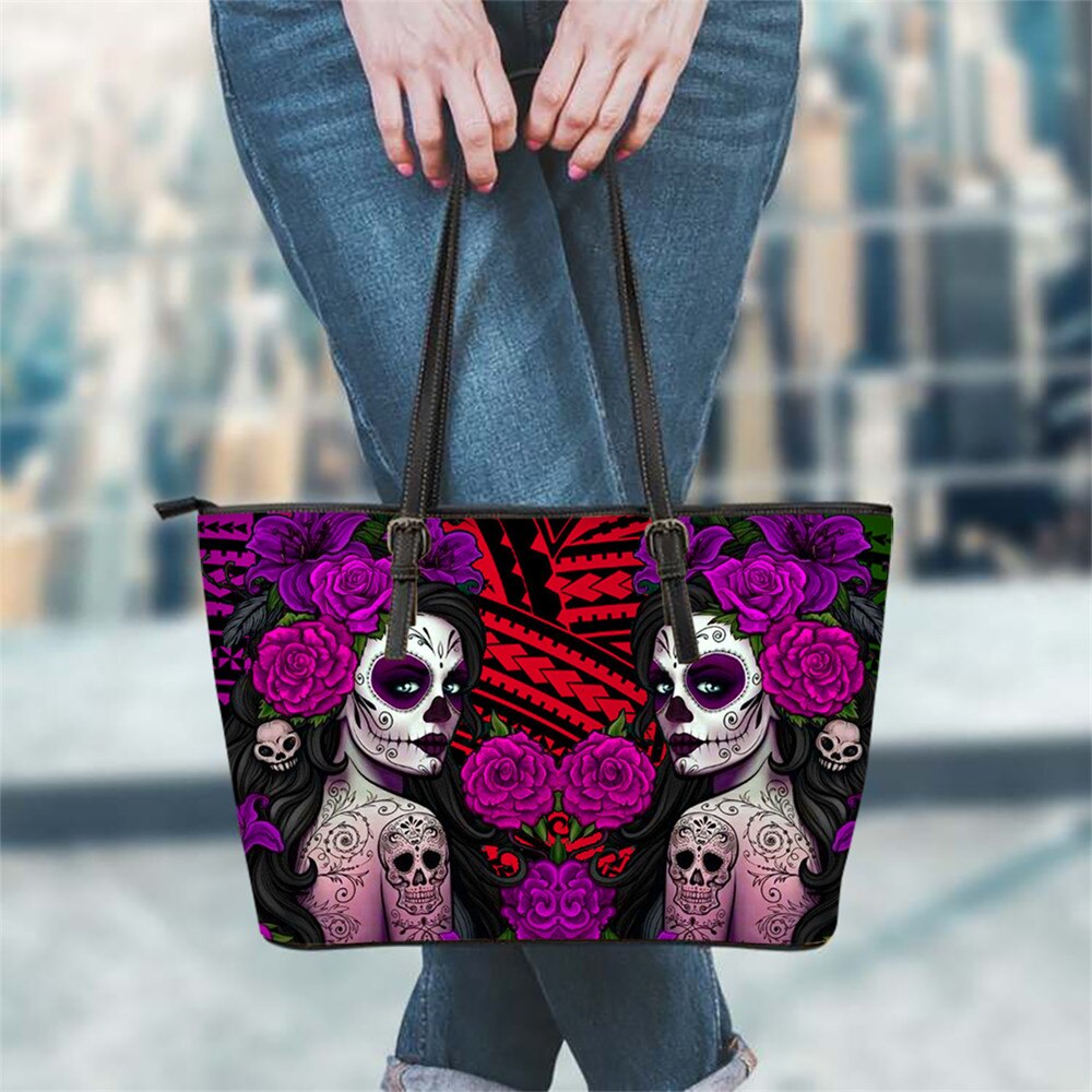 Gothic Girls Skull Brand Women's Bags High Quality Female Large Handbags Tote