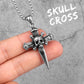 Stainless Steel Gothic Skull Cross Sword Men Necklaces