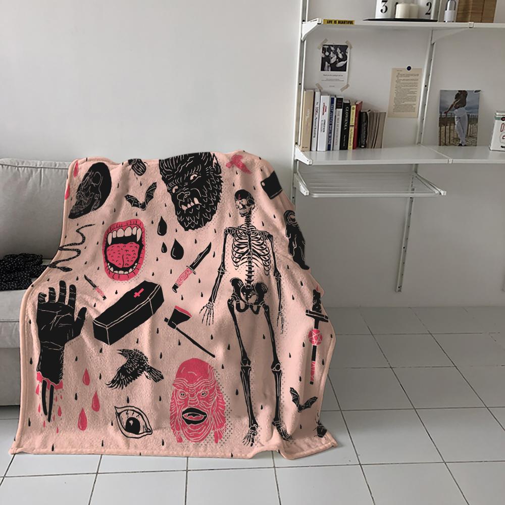 Hot Selling Flannel Blanket Whole Lotta Horror Design Throw Blanket