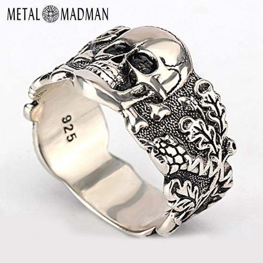 Skull Ring for Men 925 Sterling Silver Skeleton Walking Evil Demon Vintage