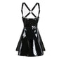 High Quality Sexy Women Black PVC Zipper Latex Leather Wet Look Bodycon Dress Sexy Clubwear Pole Dance Costume