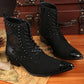 High quality Black Designer Men genuine leather ankle boots