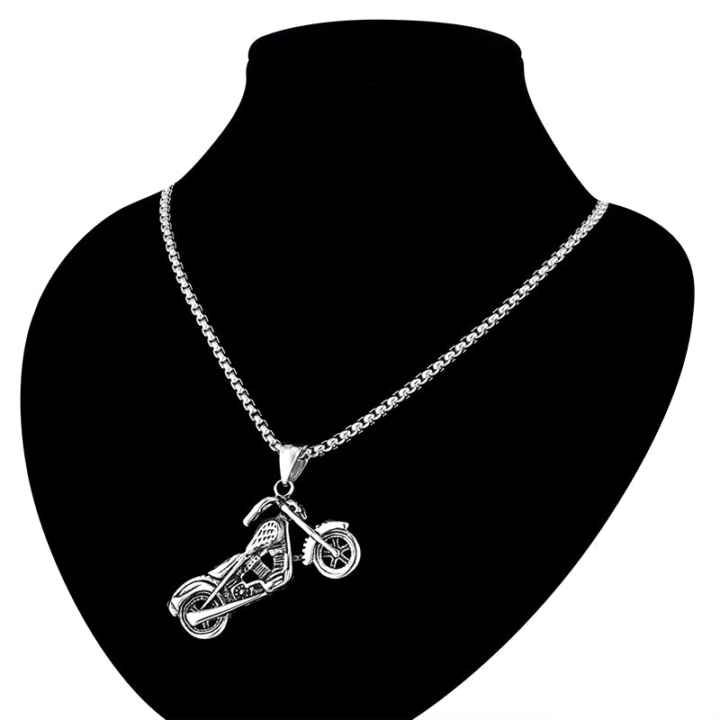 Hip Hop Stainless Steel Gold Color Biker Motorcycle Skull Pendant Necklace for Men Jewelry Male Gift