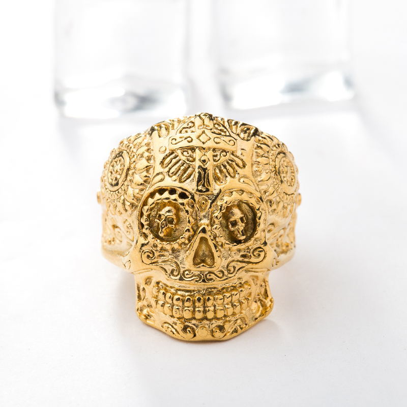 Hiphop Cool Men's Gothic Carving Ring Stainless Steel High Quality cross Skull ring Jewelry For man