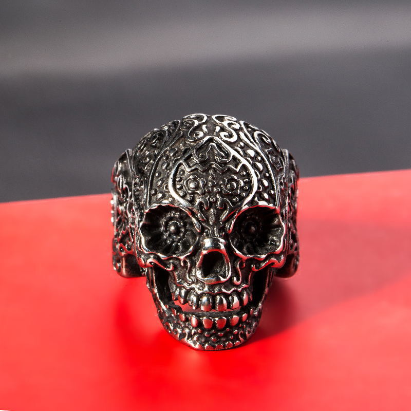 Hiphop Cool Men's Gothic Carving Ring Stainless Steel High Quality cross Skull ring Jewelry For man