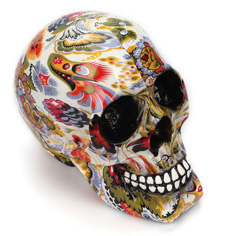 Skull Decoration Resin Human Skeleton Skull Color Flower Painting