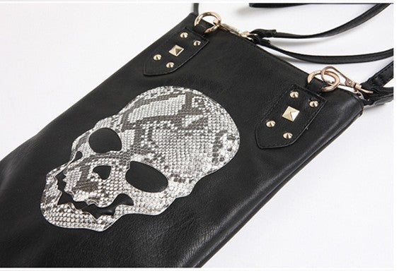 Hot New Punk Black Skull Face Designer PU leather Handbags Women's Shoulder Bag Ladies Tote CrossBody Shopping Bag QF086