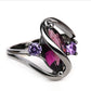 Hot Fashion Luxury Vintage Purple Crystal Colorful Rings For Women Wedding engagement Jewelry stainless steel  rings