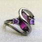 Hot Fashion Luxury Vintage Purple Crystal Colorful Rings For Women Wedding engagement Jewelry stainless steel  rings