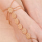 Hot Summer Vintage Ankle Bracelet Round Carving Flower Coins Anklet Barefoot Sandals Foot Jewelry Anklets For Women To Beach 1pc
